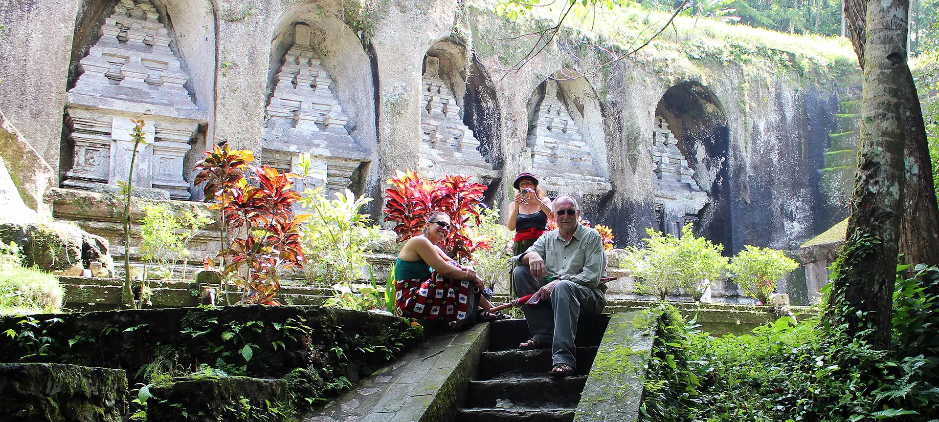Beautifully situated in a river valley surrounded by rice fields & jungle, the Pura Gunung Kawi Temple is a bit like Bali's own Valley of the Kings where ancient royal tombs were carved into a steep cliff wall at the bottom of a river valley.